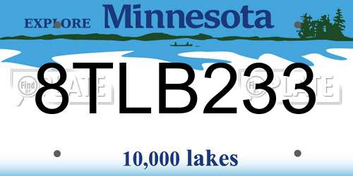 8TLB233 Minnesota License Plate
