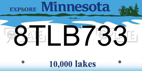8TLB733 Minnesota License Plate