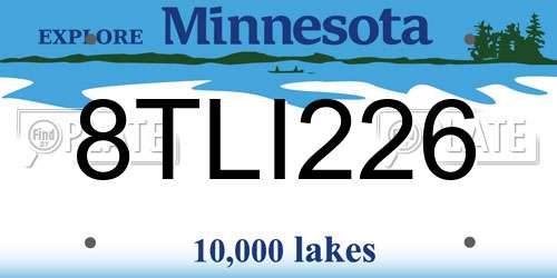 8TLI226 Minnesota License Plate