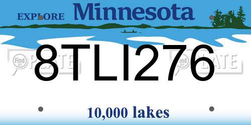 8TLI276 Minnesota License Plate