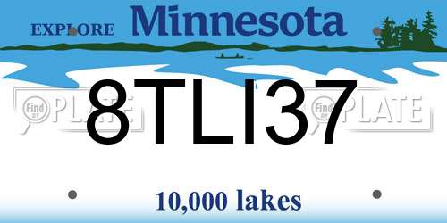8TLI37 Minnesota License Plate