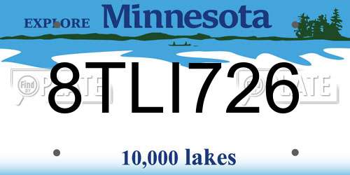8TLI726 Minnesota License Plate
