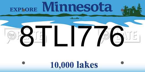 8TLI776 Minnesota License Plate