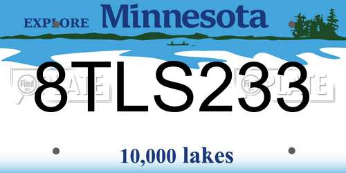 8TLS233 Minnesota License Plate