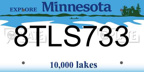 8TLS733 Minnesota License Plate