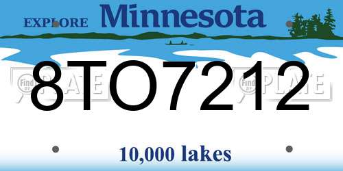 8TO7212 Minnesota License Plate