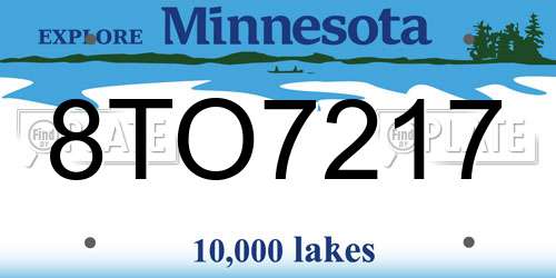 8TO7217 Minnesota License Plate