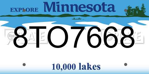 8TO7668 Minnesota License Plate
