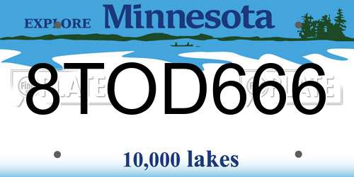 8TOD666 Minnesota License Plate