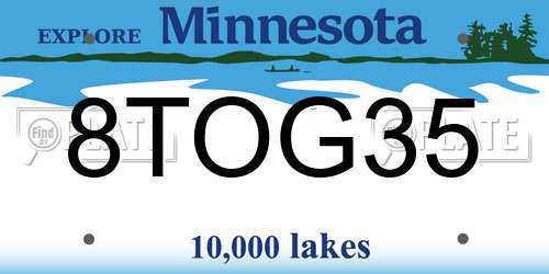 8TOG35 Minnesota License Plate