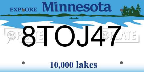 8TOJ47 Minnesota License Plate