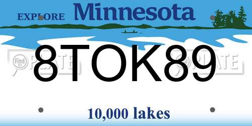 8TOK89 Minnesota License Plate