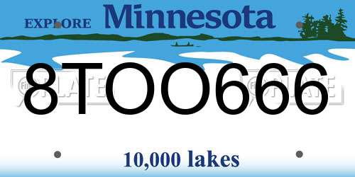 8TOO666 Minnesota License Plate