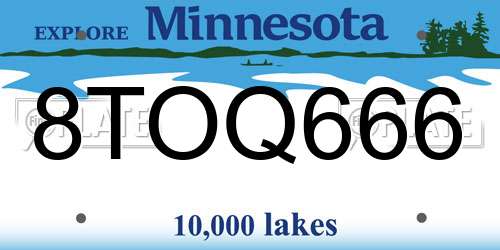 8TOQ666 Minnesota License Plate