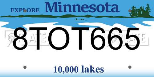 8TOT665 Minnesota License Plate