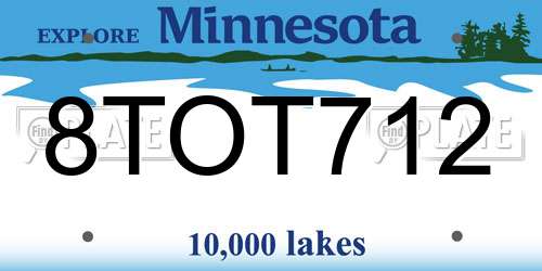 8TOT712 Minnesota License Plate