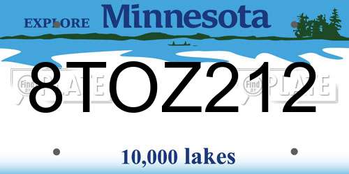 8TOZ212 Minnesota License Plate
