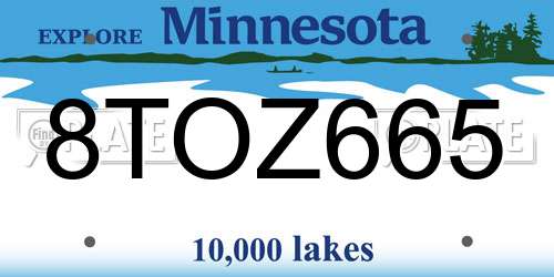 8TOZ665 Minnesota License Plate