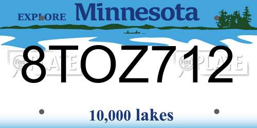 8TOZ712 Minnesota License Plate