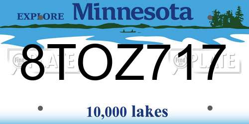 8TOZ717 Minnesota License Plate