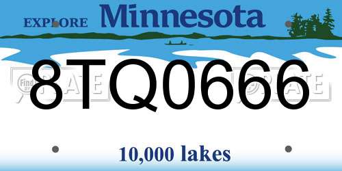 8TQ0666 Minnesota License Plate