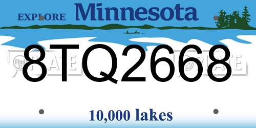 8TQ2668 Minnesota License Plate