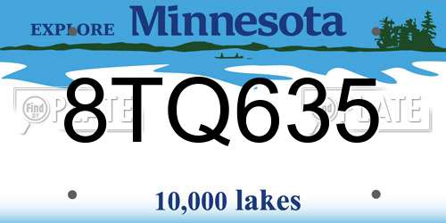 8TQ635 Minnesota License Plate