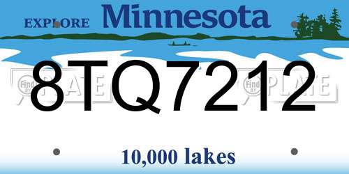 8TQ7212 Minnesota License Plate