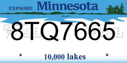 8TQ7665 Minnesota License Plate