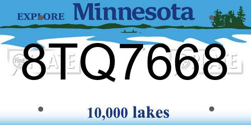 8TQ7668 Minnesota License Plate