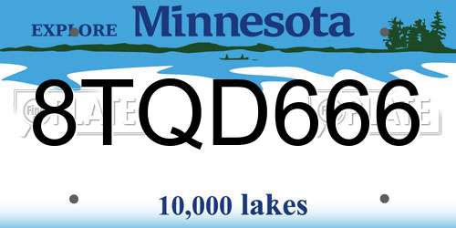 8TQD666 Minnesota License Plate