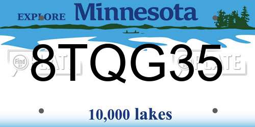 8TQG35 Minnesota License Plate