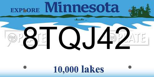 8TQJ42 Minnesota License Plate
