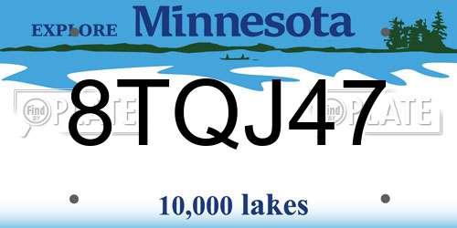 8TQJ47 Minnesota License Plate