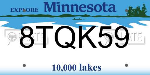 8TQK59 Minnesota License Plate