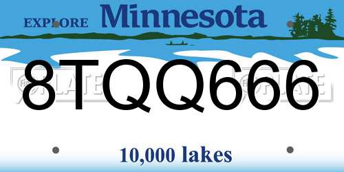 8TQQ666 Minnesota License Plate