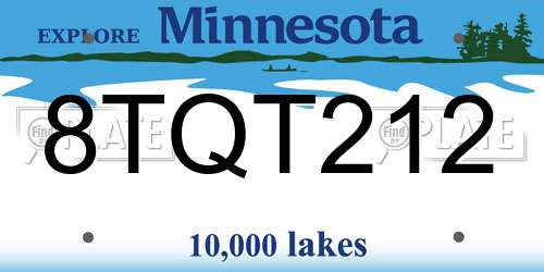 8TQT212 Minnesota License Plate