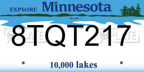 8TQT217 Minnesota License Plate
