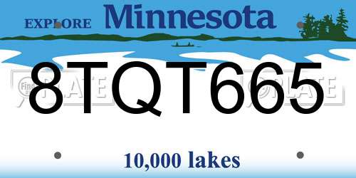 8TQT665 Minnesota License Plate