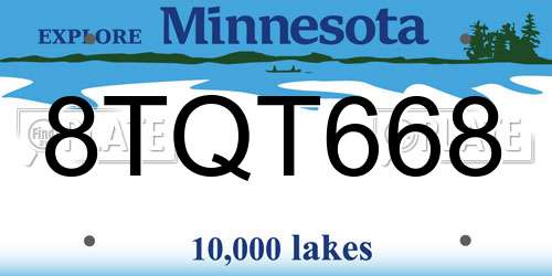 8TQT668 Minnesota License Plate