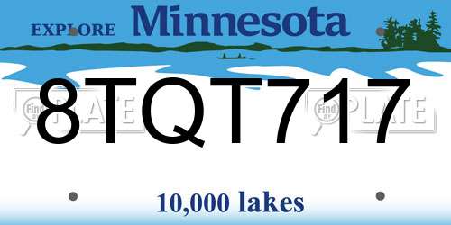8TQT717 Minnesota License Plate