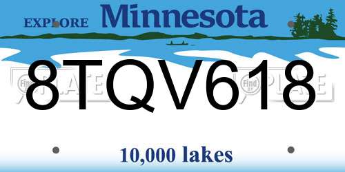 8TQV618 Minnesota License Plate