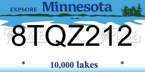 8TQZ212 Minnesota License Plate
