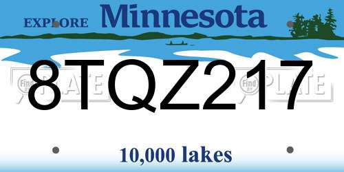 8TQZ217 Minnesota License Plate