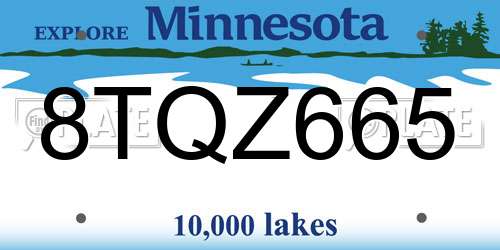 8TQZ665 Minnesota License Plate