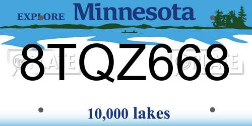 8TQZ668 Minnesota License Plate