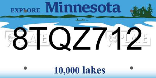 8TQZ712 Minnesota License Plate