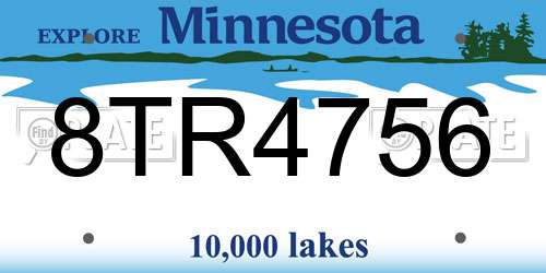 8TR4756 Minnesota License Plate