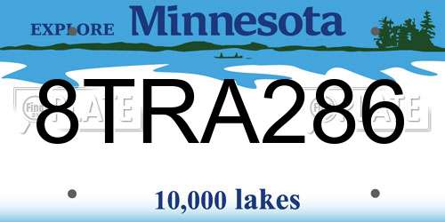 8TRA286 Minnesota License Plate