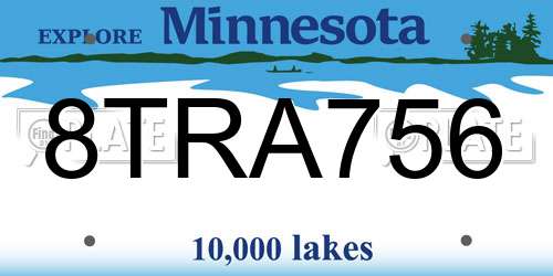 8TRA756 Minnesota License Plate